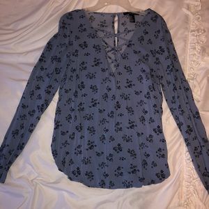 Forever 21 blue floral blouse